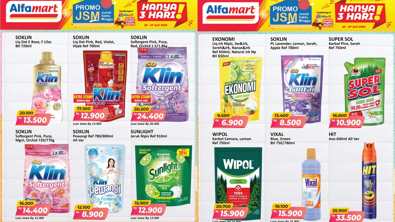Promo JSM Alfamart Hari Ini 27 Juli 2025, Borong Sabun Ekonomi Cuma Rp6 Ribuan!