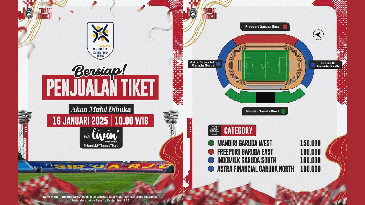 Link dan Cara Beli Tiket U-20 Challenge Series 2025, Dibuka Hari Ini Pukul 10.00 WIB