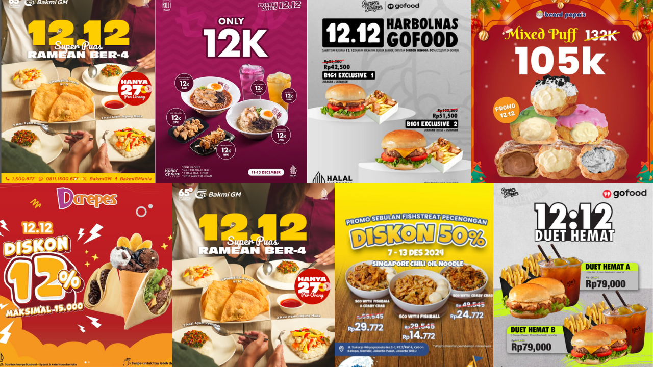 25 Promo Makanan dan Minuman Spesial 12.12 Bulan Desember 2024, Jangan Sampai Kehabisan!