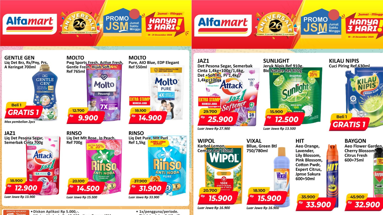 Promo JSM Alfamart Terbaru Hari Ini 20 Desember 2025, Diskon Sabun Gentle Gen Beli 1 Gratis 1!