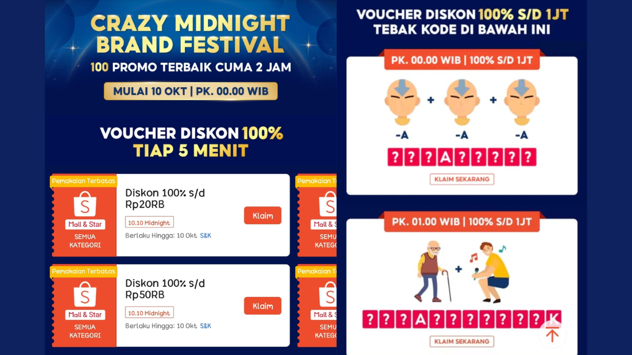 31 Kode Voucher Shopee 10.10 Bulan Oktober 2024, Banjir Diskon hingga Cashback Menarik!