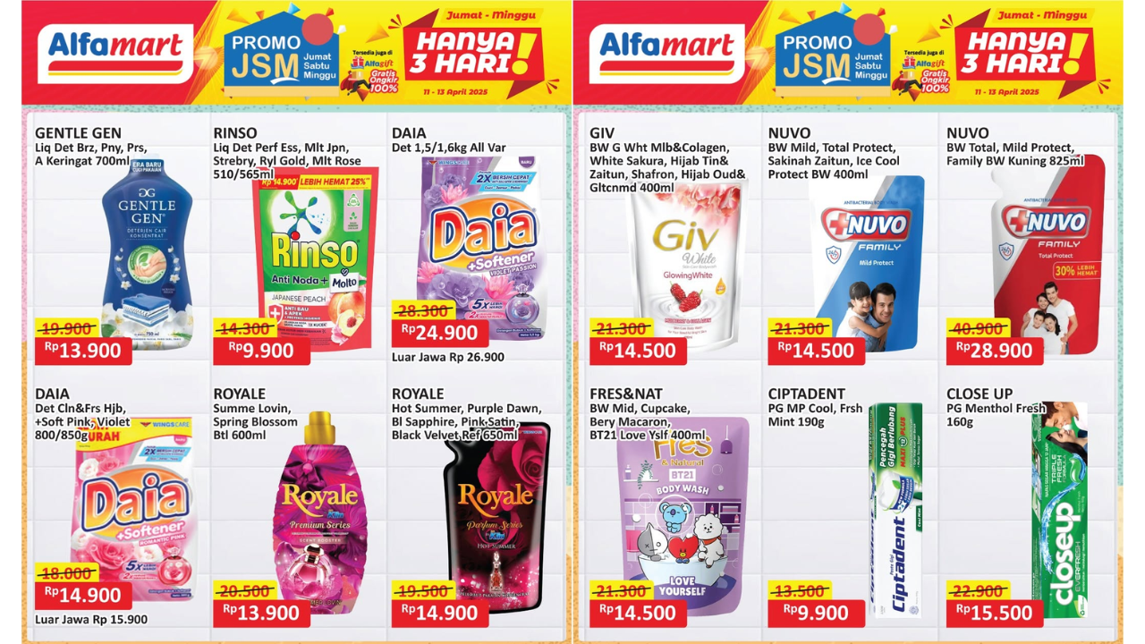 Promo JSM Alfamart Terbaru Hari Ini 13 April 2025, Rinso Cuma Rp9 Ribuan