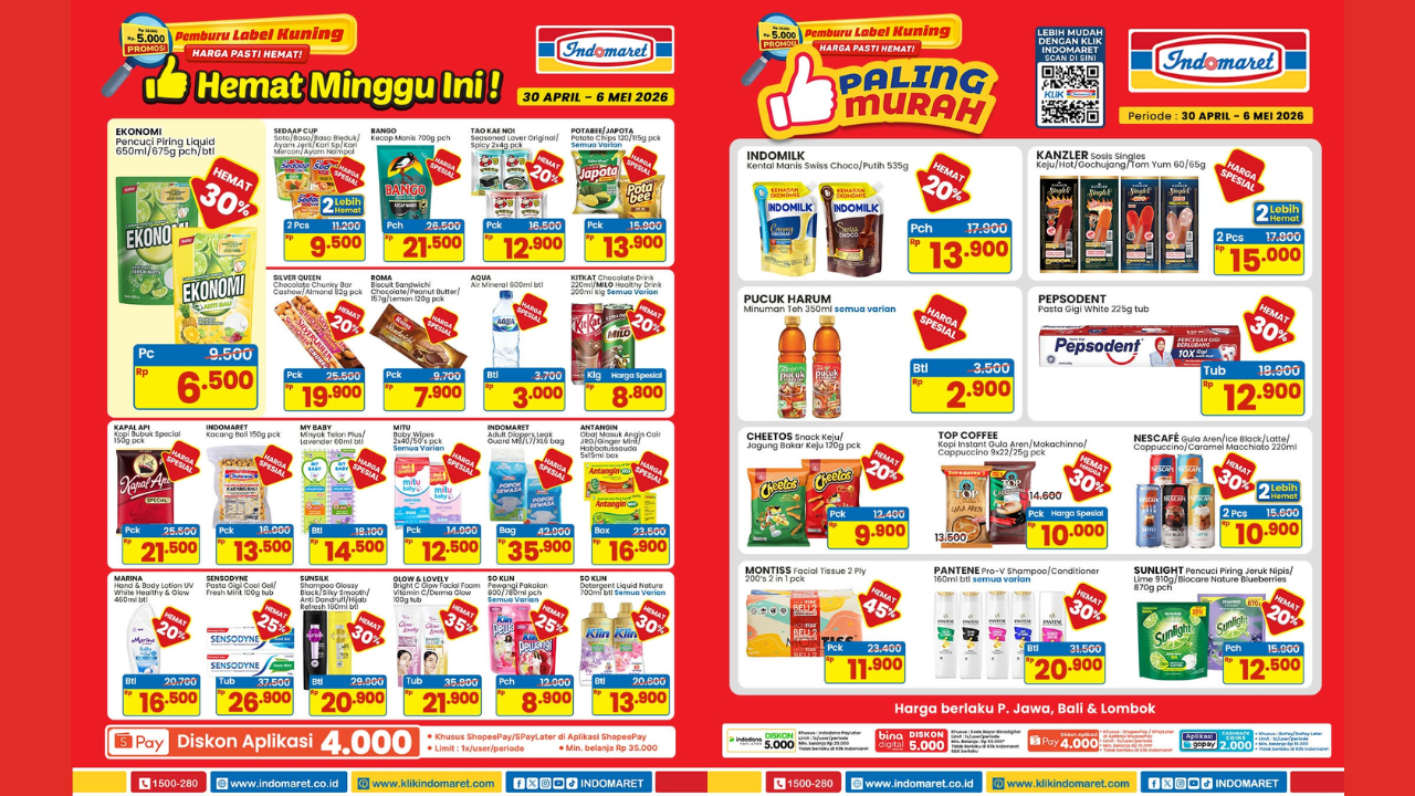 Katalog Promo Indomaret Terbaru Hari ini 2 Mei 2026, Diskon So Klin Detergent Liquid Cuma Rp13 Ribu!