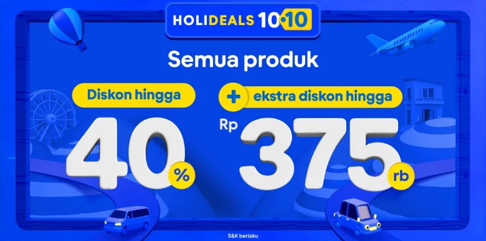 Super Hemat! Ini Dia Promo 10.10 Holideals Tiket.com Beserta Kode Diskonnya, Bisa Hemat Sampai Rp 1,5 Juta