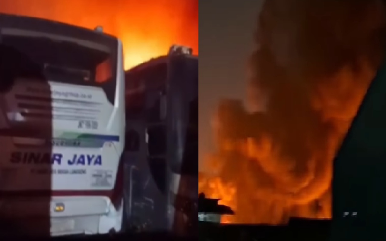 Kebakaran Besar Melanda Pangkalan PO Sinarjaya di MM2100 Cikarang, Begini Kondisi Terkininya