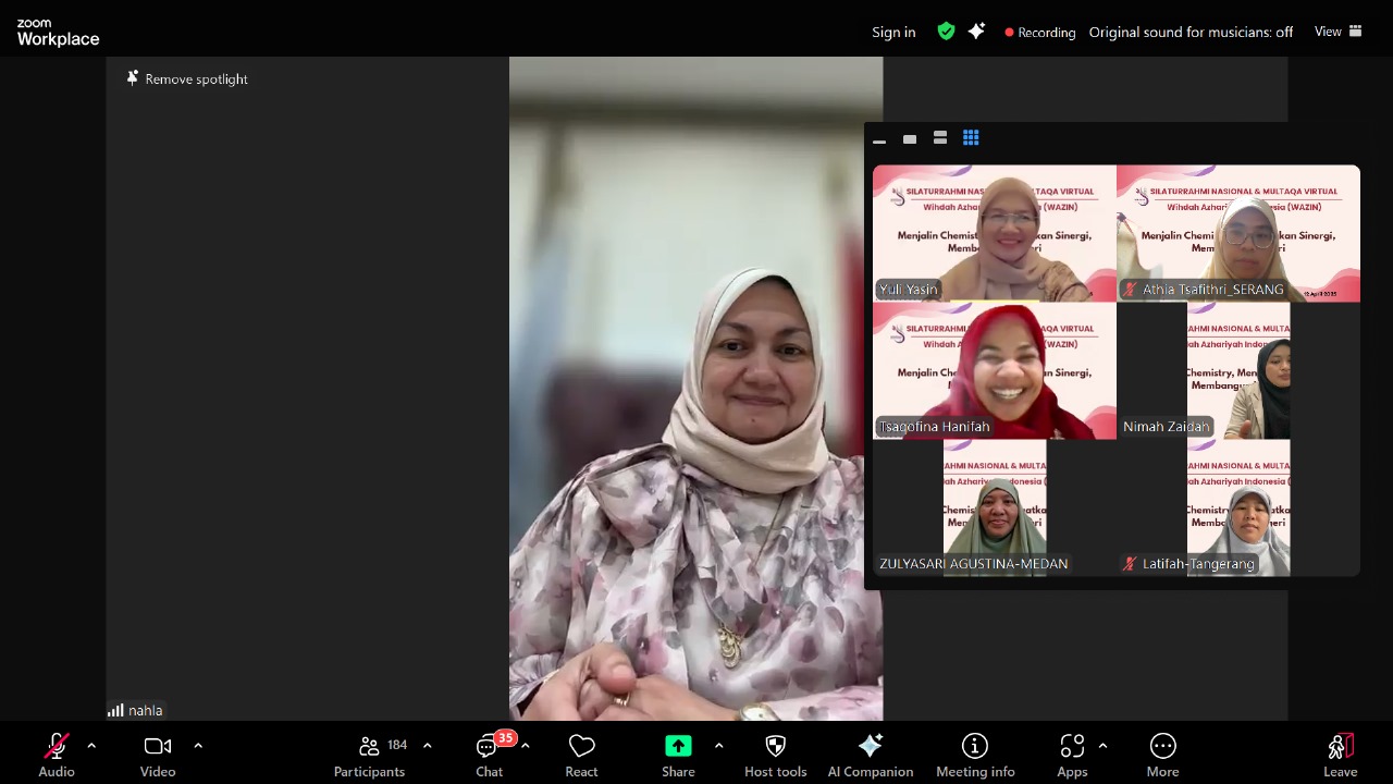 Penasihat Grand Syeikh Al Azhar Prof Dr Nahla Shabry Hadiri Silatnas Virtual Wazin, Ingatkan Peran Strategis Alumni