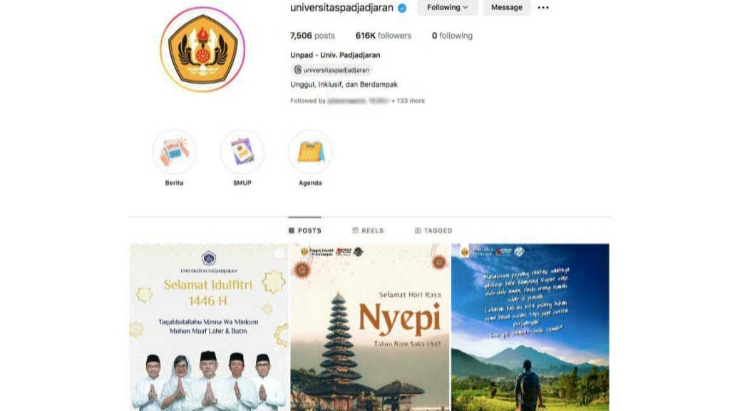 Akun Instagram Unpad Akhirnya Pulih Udai Diretas, Kasus Penipuan Tetap Diusut