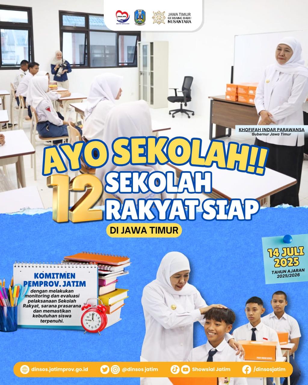 Jatim Punya 12 Sekolah Rakyat, Siap Tampung 1.183 Siswa SR Senin Depan