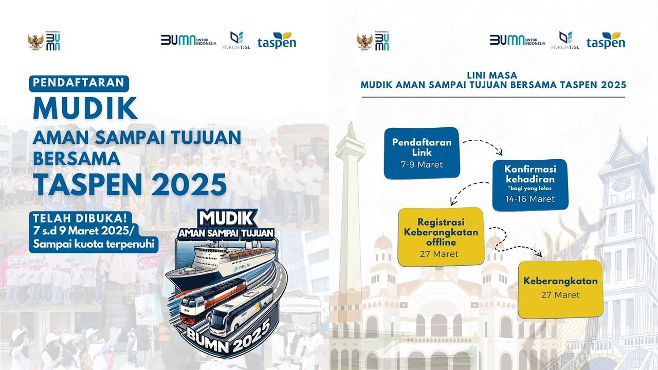 Link dan Cara Daftar Mudik Gratis BUMN Taspen 2025, Dibuka Hari ini 7 Maret