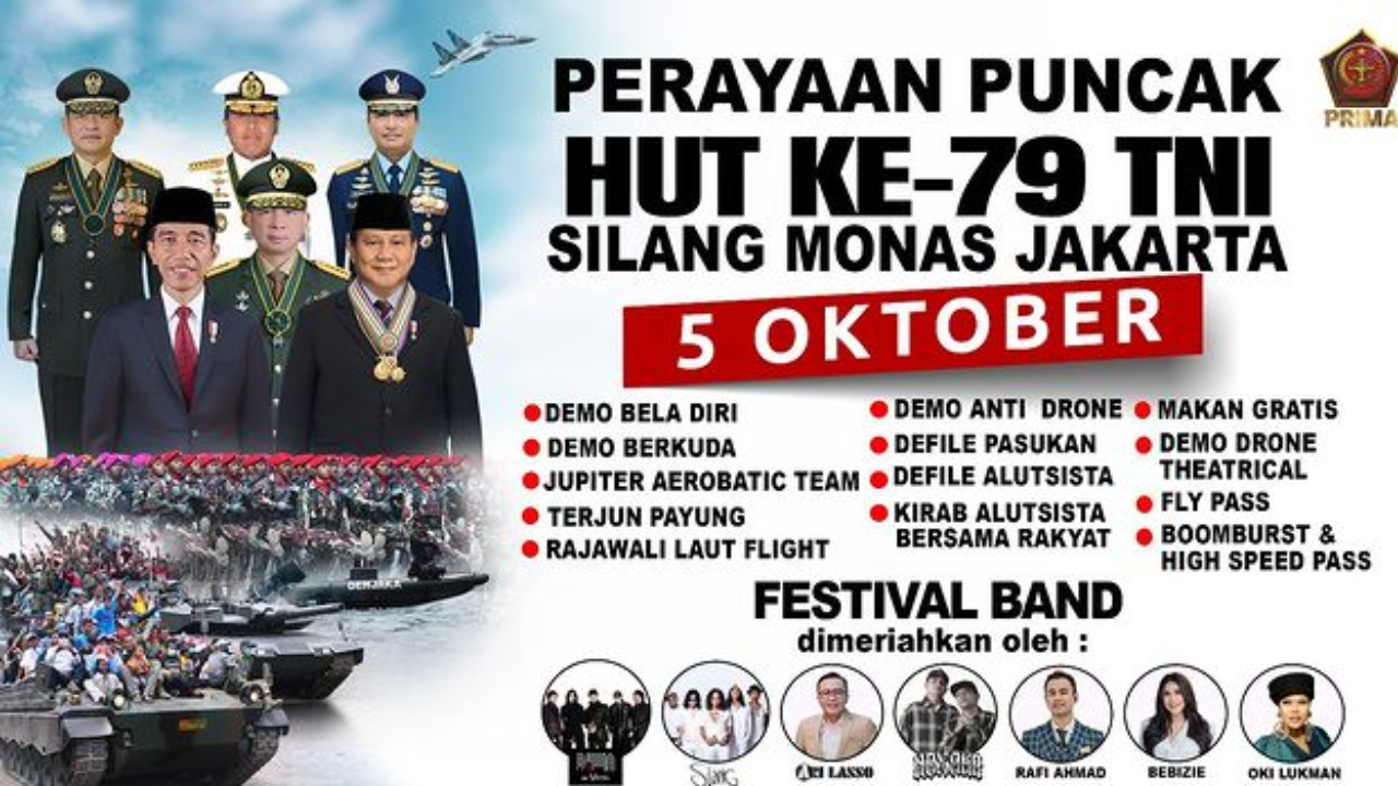 Jadwal Lengkap Acara HUT TNI di Monas 5 Oktober 2024, Jangan sampai Ketinggalan!