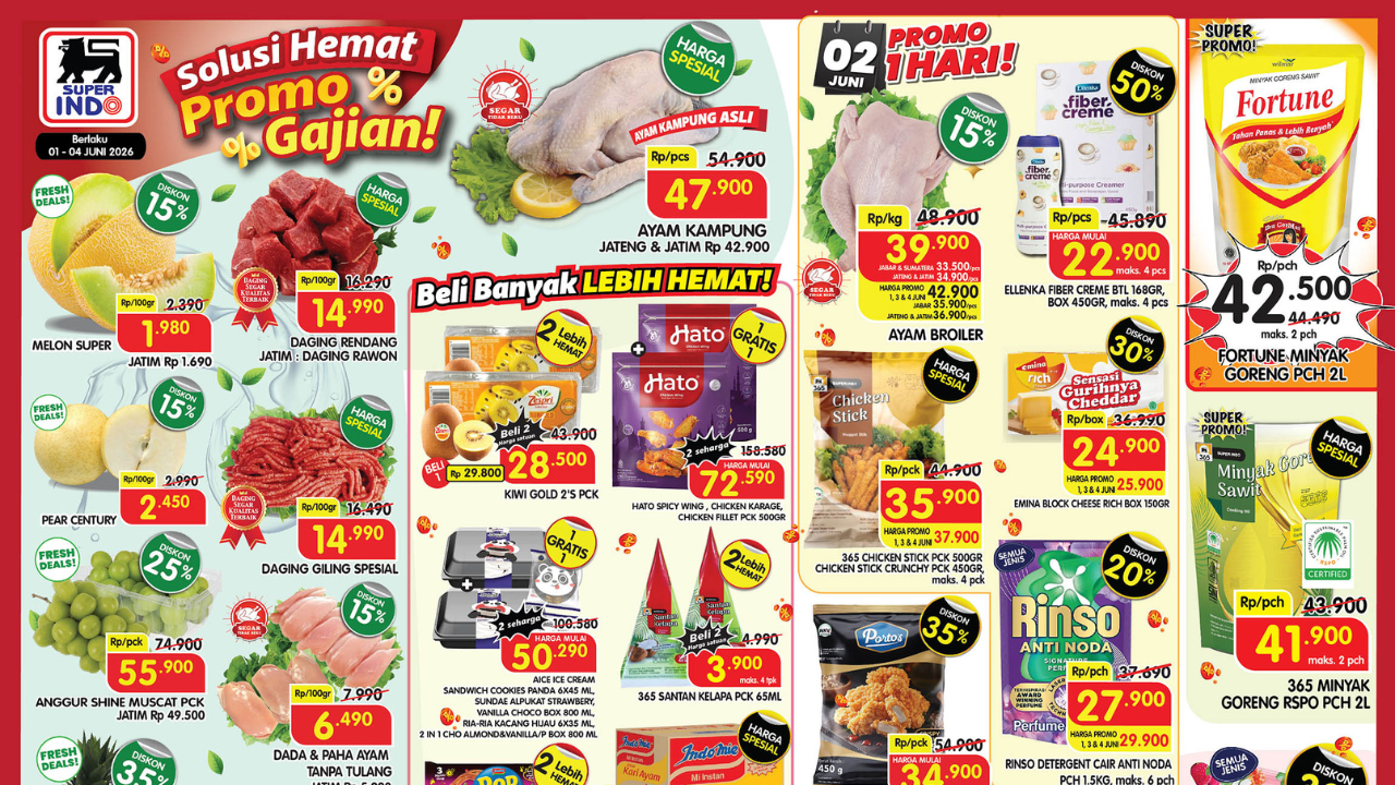 Katalog Promo Superindo Terbaru 1-4 Juni 2026, Awal Bulan Sunlight Diskon Cuma Rp10.000