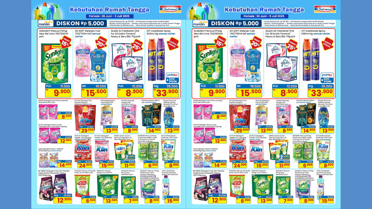 Promo Indomaret Spesial Akhir Pekan 28-29 Juni 2025, Aneka Detrgent Cuci Baju Mulai Rp12.000 Aja