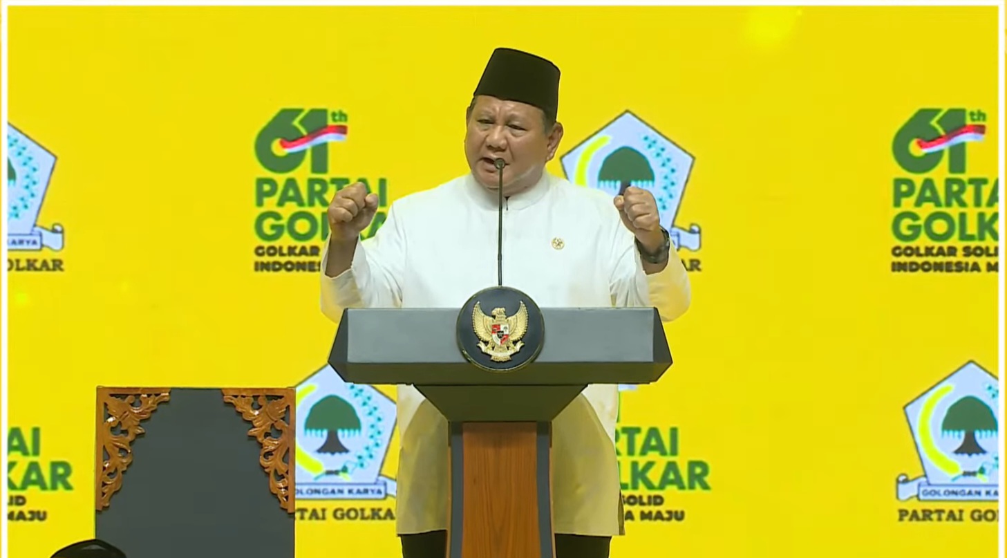 Di Puncak HUT Golkar, Prabowo Sindir Elite yang Merasa Paling Pintar tapi Gemar Ejek Negara