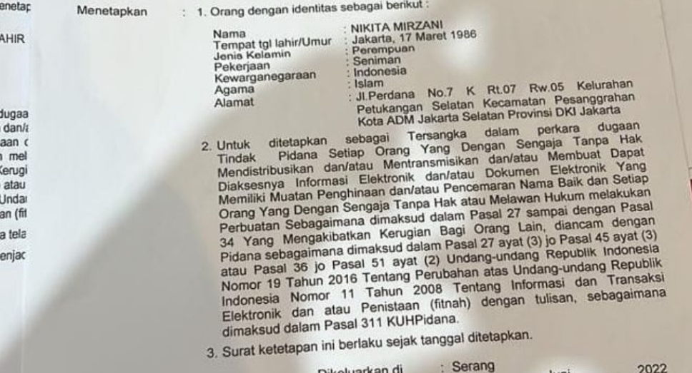 Viral Nikita Mirzani Jadi Tersangka, Begini Penjelasan Polresta Serang