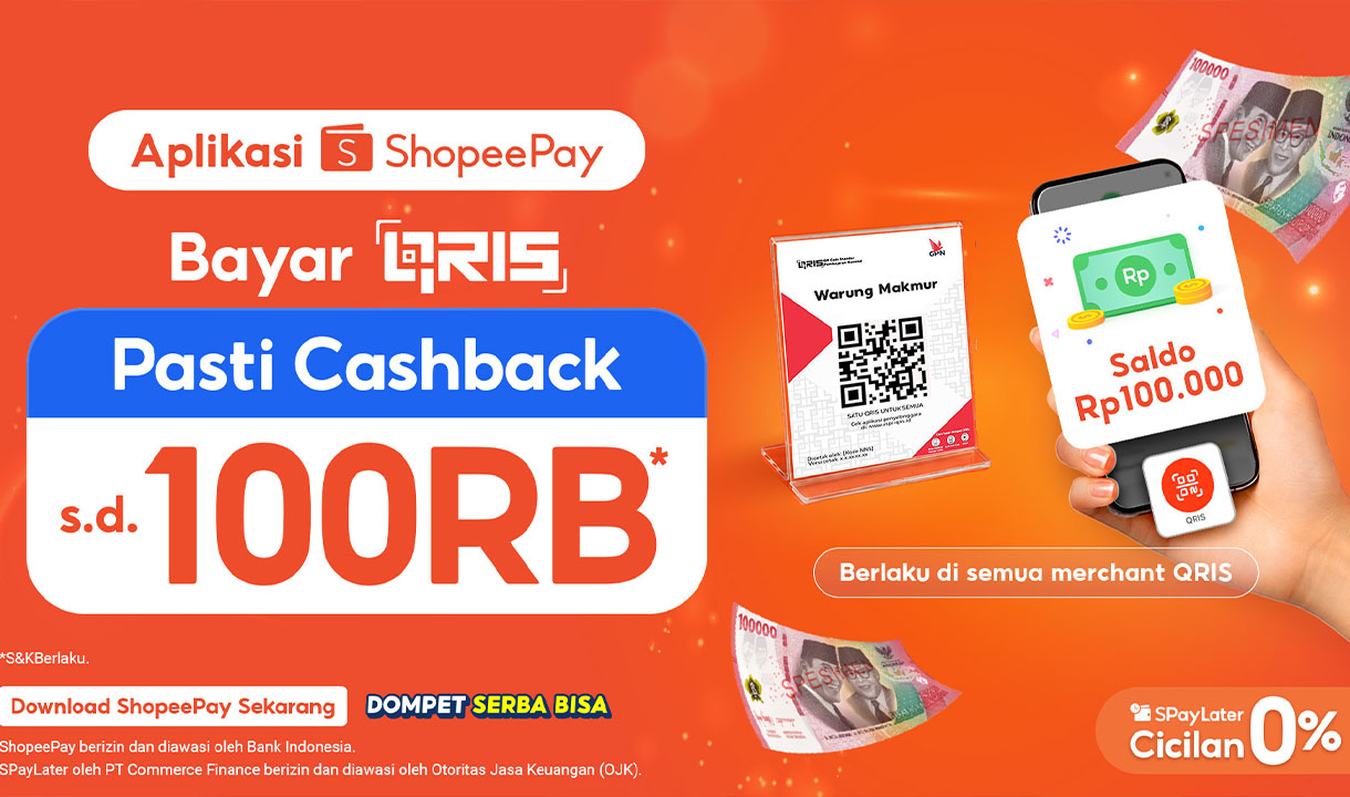 ShopeePay Dukung Adopsi QRIS Nasional, Hadirkan Pasti Cashback Saldo hingga Rp100.000 untuk Pengguna