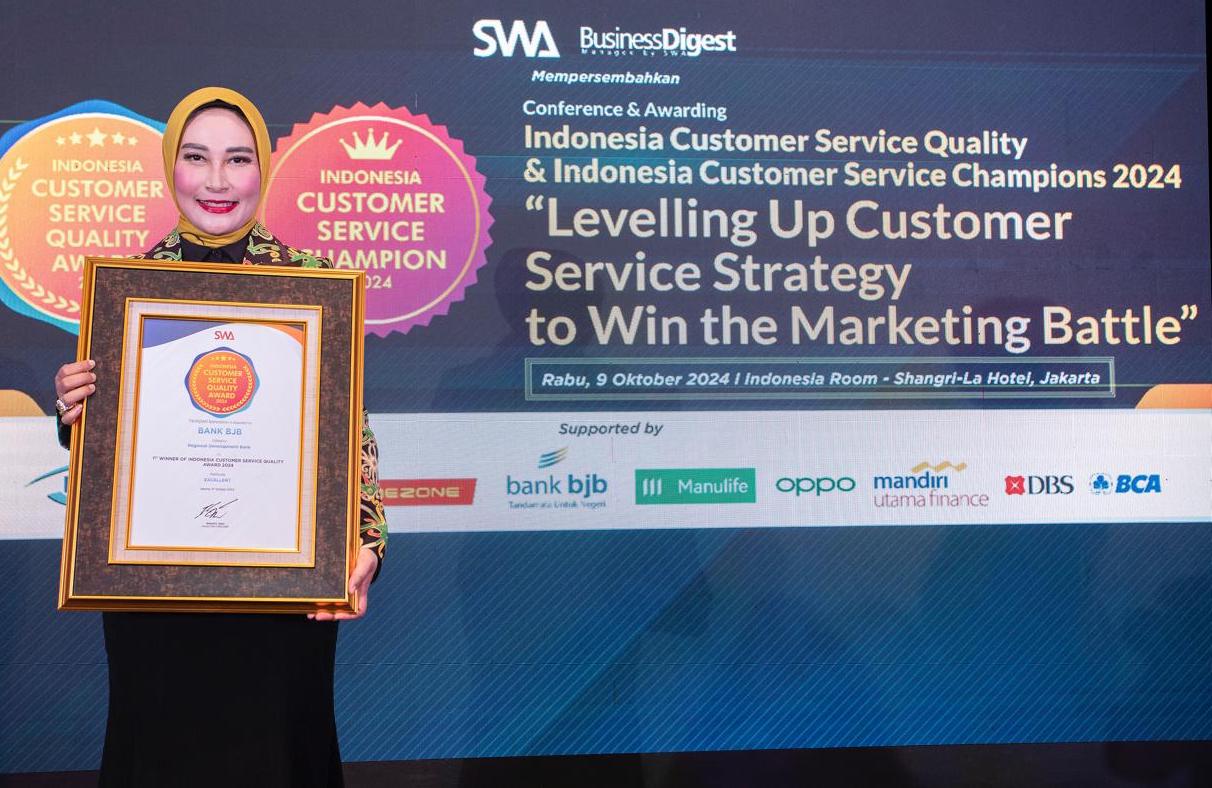 Raih Indonesia Customer Service Quality Award 2024, Bank BJB Jadi Champion dengan Predikat Excellent