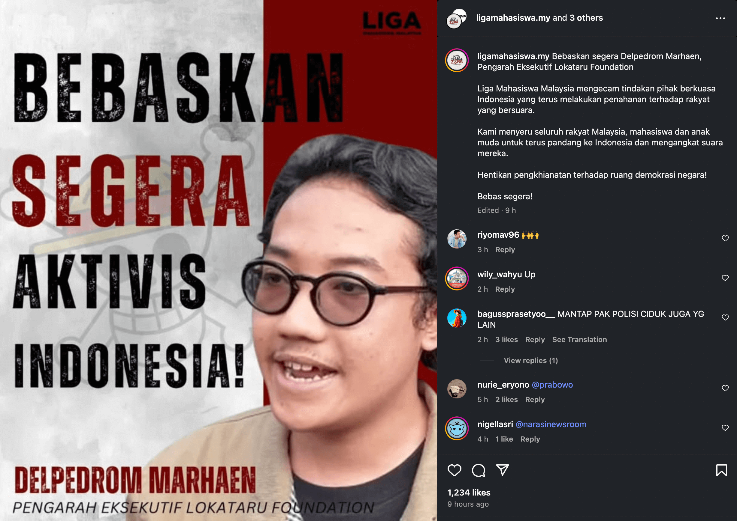 Direktur Lokataru Foundation Delpedro Marhaen Ditangkap Polisi tanpa Surat Perintah