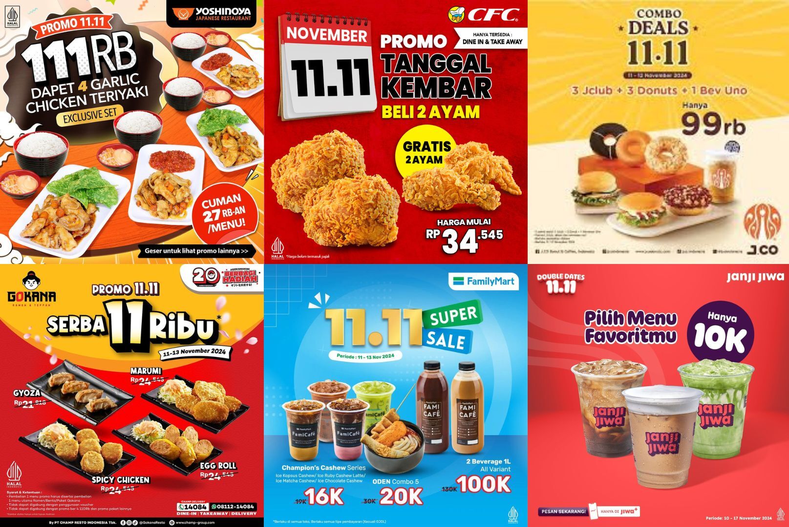 Daftar Promo 11.11 Makanan dan Minuman, ada Yoshinoya hingga Point Coffee