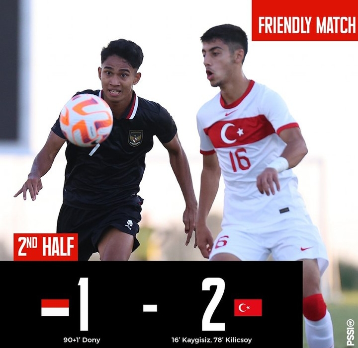 Hasil Laga Uji Coba: Timnas Indonesia U-20 Kalah 1-2  dari Turki U-20