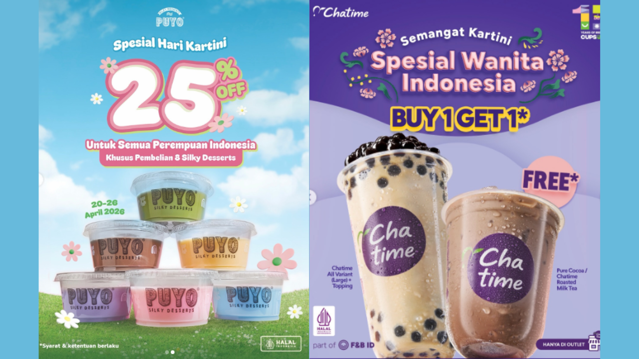 8 Promo Spesial Hari Kartini 2026 Wajib Dicoba, Ada Puyo, Chatime, hingga Yakiniku Like