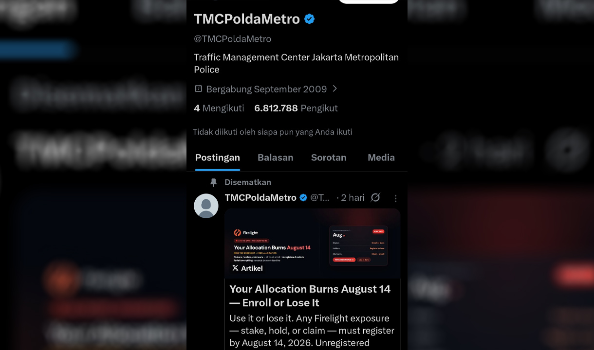 Polisi Buru Peretas Akun X TMC PMJ