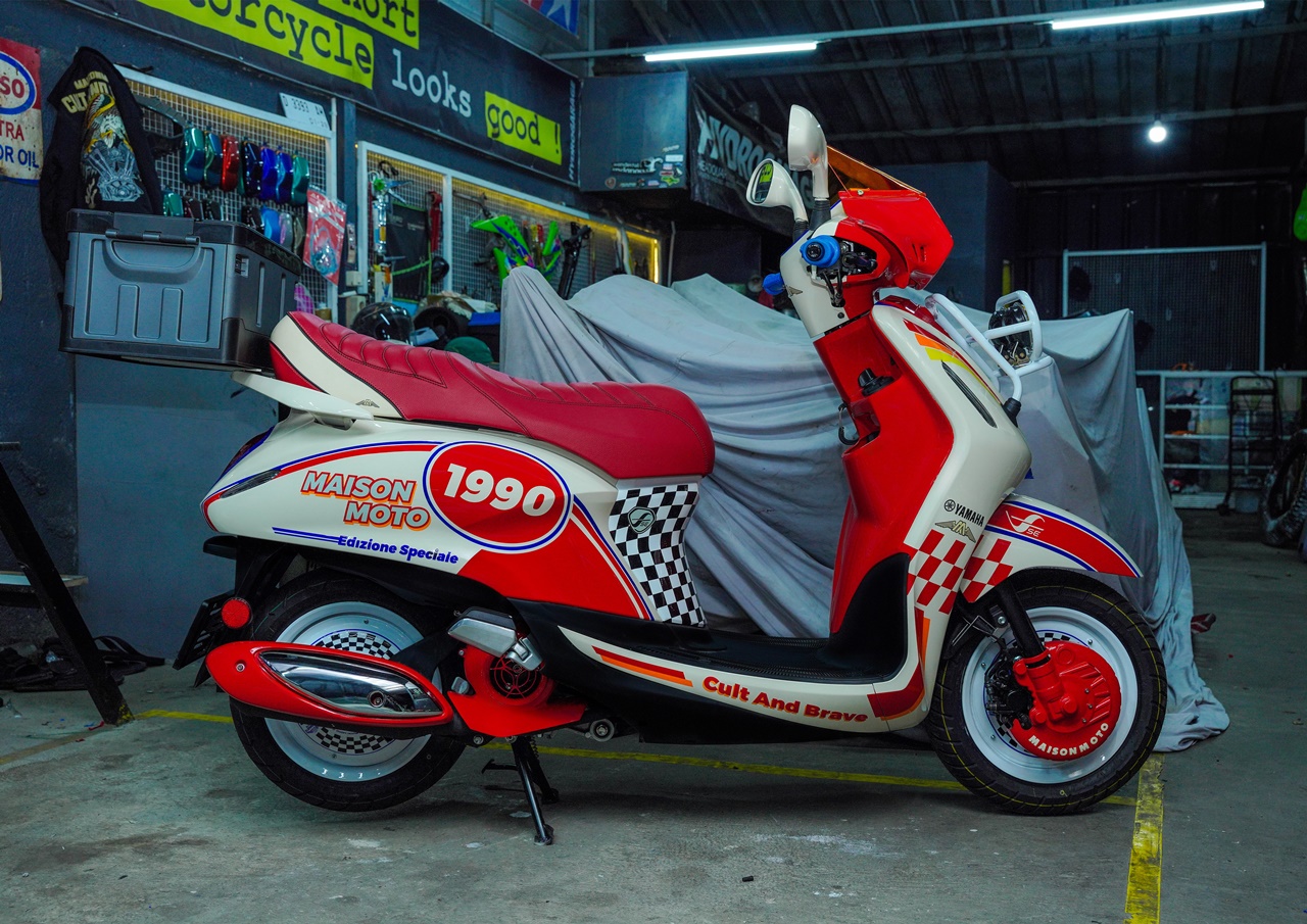 Keren! Modifikasi Spesial Grand Filano Hybrid Ala Motor Vintage Rally