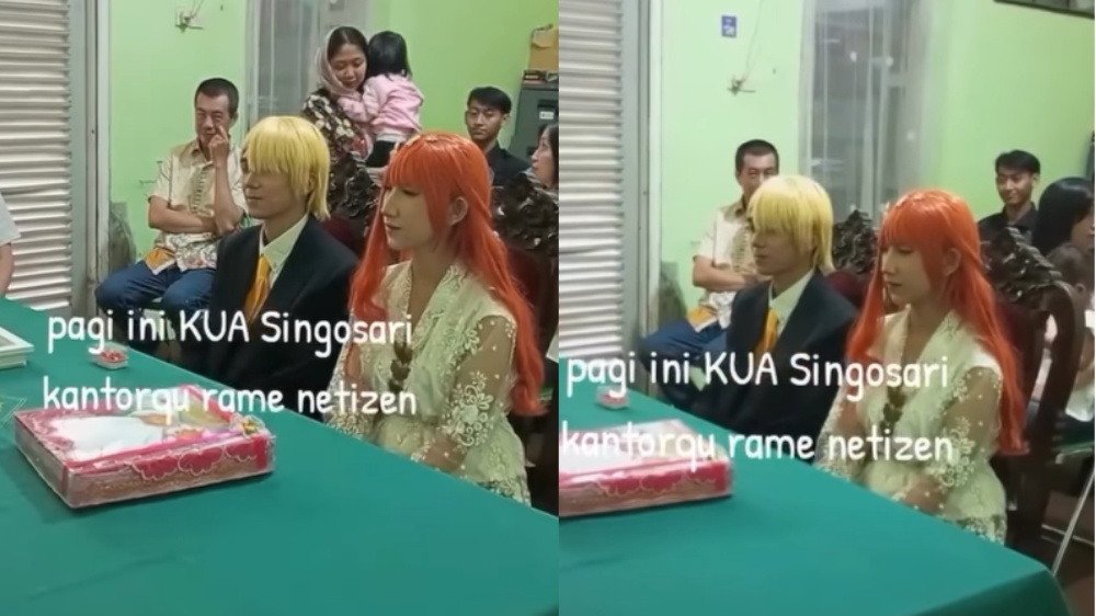 Viral Sepasang Pengantin di Malang Menikah sambil Cosplay Jadi Anime One Piece, Netizen: Menyala Wibuku