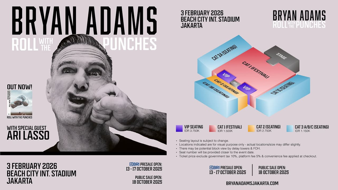 Harga Tiket Konser Bryan Adams di Jakarta 2026, Paling Murah Rp1.150.000