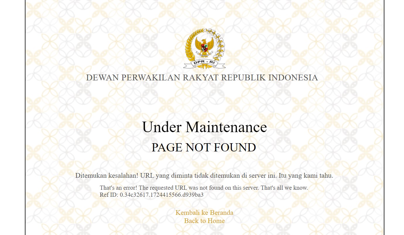 Situs dpr.go.id Tumbang, Hacker Serang Sejumlah Website Resmi Pemerintahan: 'Peringatan Darurat'