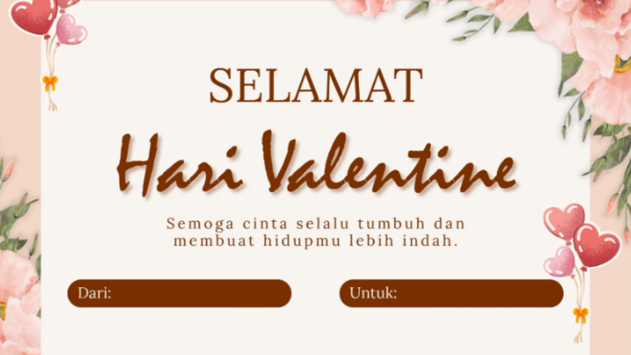 25 Contoh Kartu Ucapan Valentine 2026 Gratis Download, Desain Cantik dan Romantis untuk Pacar