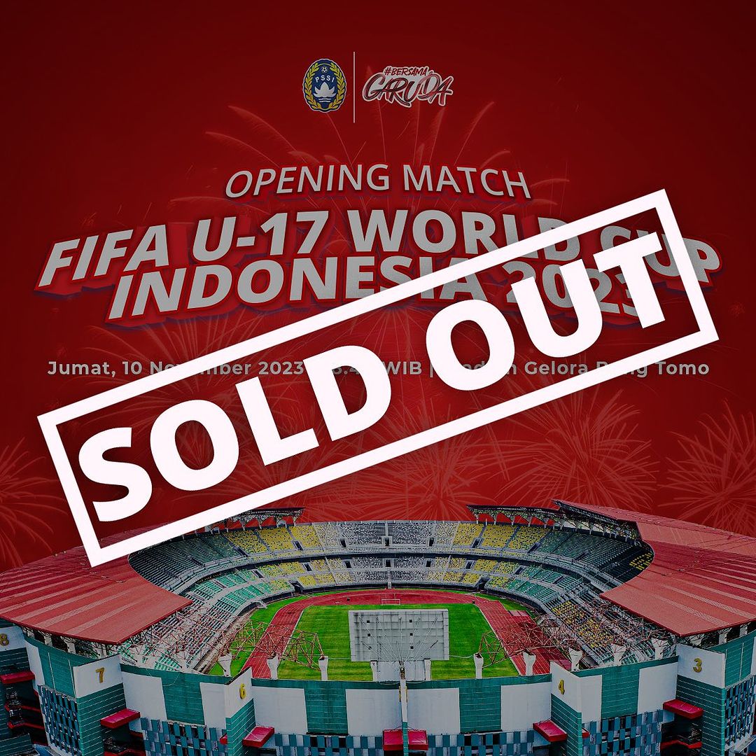 38 Ribu Tiket Sold Out! Timnas Indonesia Dapat Dukungan Penuh Saat Lawan Ekuador di Laga Pembukaan Piala Dunia U-17 di Surabaya