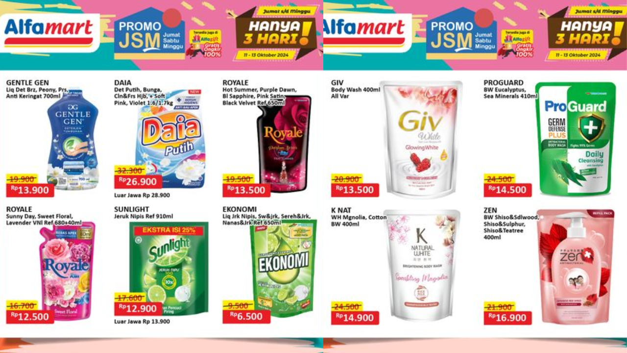 Katalog Promo Alfamart Hari Ini 13 Oktober 2024, Detergen Mulai Rp13 Ribuan