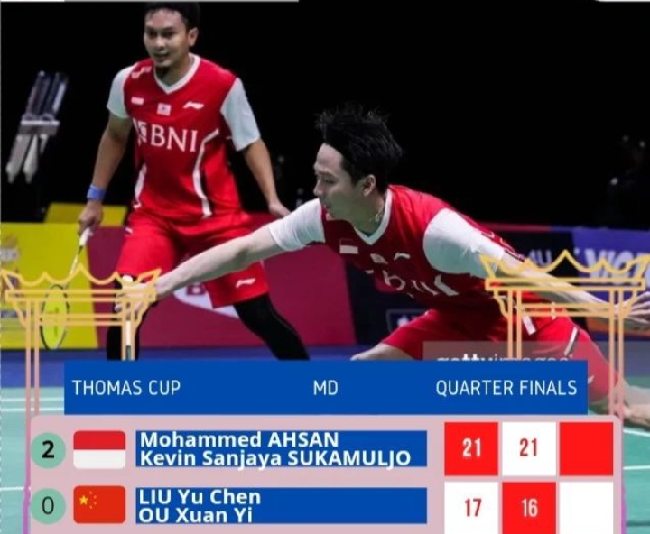 Ganyang Tiongkok 3-0, Indonesia Tantang Jepang di Semifinal Thomas Cup 2022