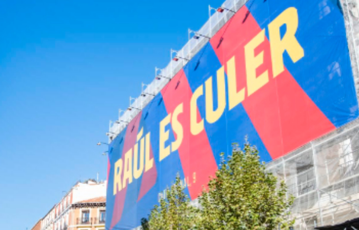 Buka Toko di Madrid, Barcelona Ledek Sang Rival dengan Spanduk 'Raul Es Culer', Apa Artinya?