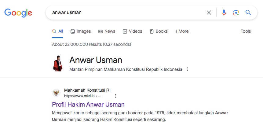 Di Google, Status Anwar Usman Sudah Mantan