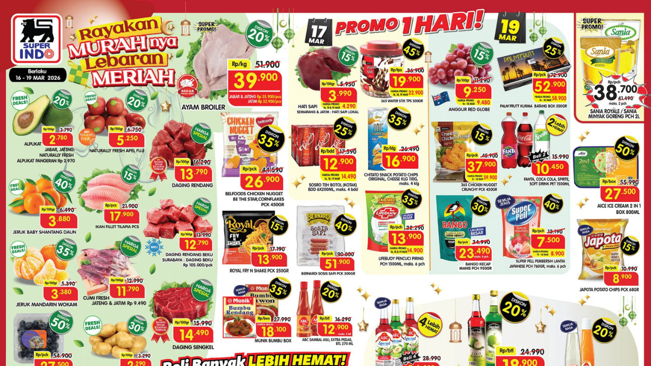 Promo Superindo Minggu Ini Terbaru 16-19 Maret 2026, Jelang Lebaran Daging Rendang Rp12 Ribuan