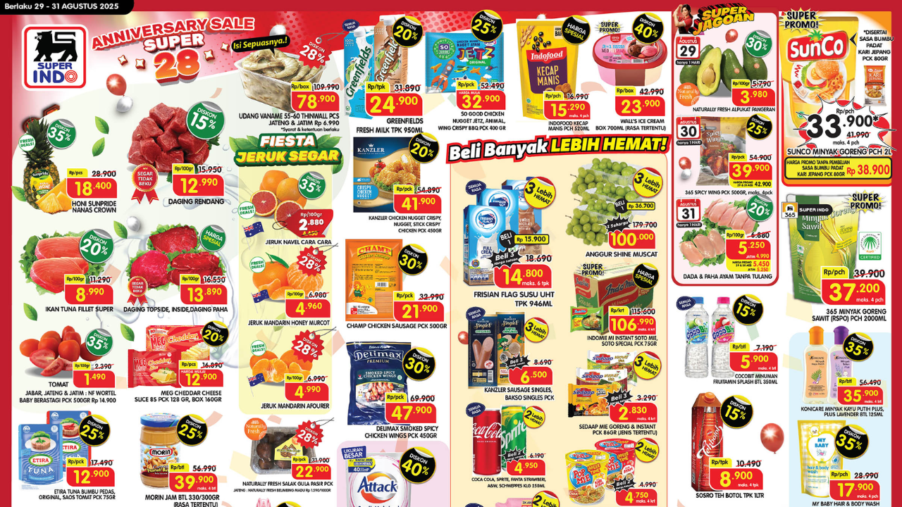Promo JSM Superindo Minggu Ini 29-31 Agustus 2025, Akhir Bulan Sunco Minyak Goreng Rp33 Ribuan
