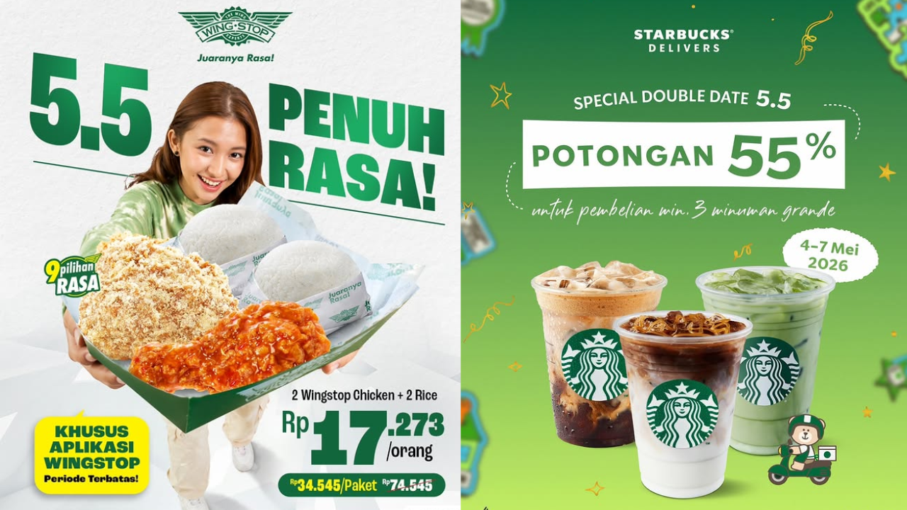 8 Promo Makanan 5.5 Mei 2026, Ada Wingstop, Strabucks, HokBen, hingga Chatime
