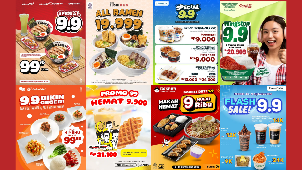 8 Promo Makanan dan Minuman Spesial 9.9 Bulan September 2025, Ada RamenYa, Wingstop, hingga Lawson