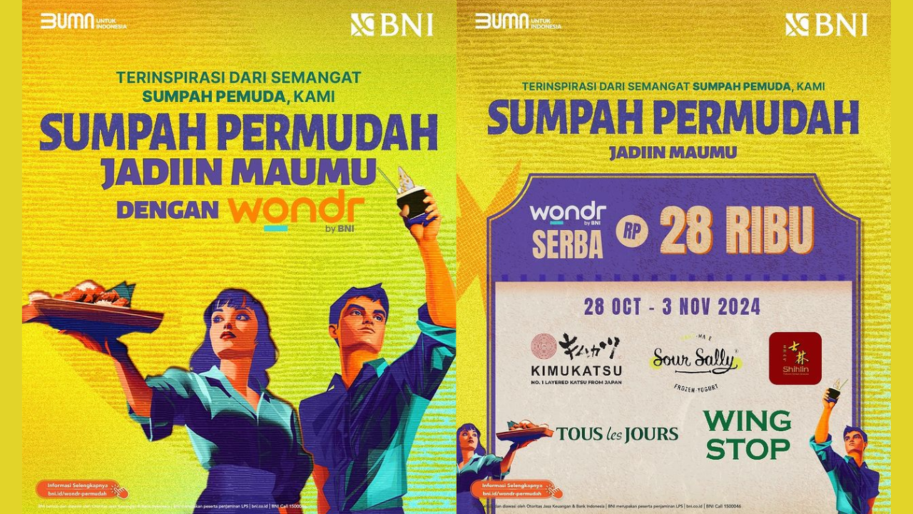 5 Promo Makanan dan Minuman Pakai wondr by BNI Spesial Sumpah Pemuda, Serba Rp28 Ribu!