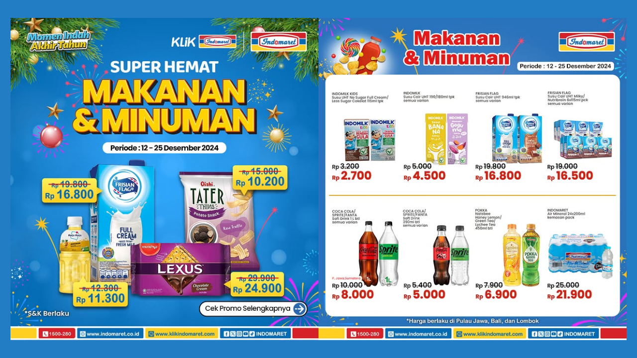 Katalog Promo JSM Indomaret 20-22 Desember 2024, Coca Cola, Fanta dan Sprite 1L Cuma Rp8 Ribu! 