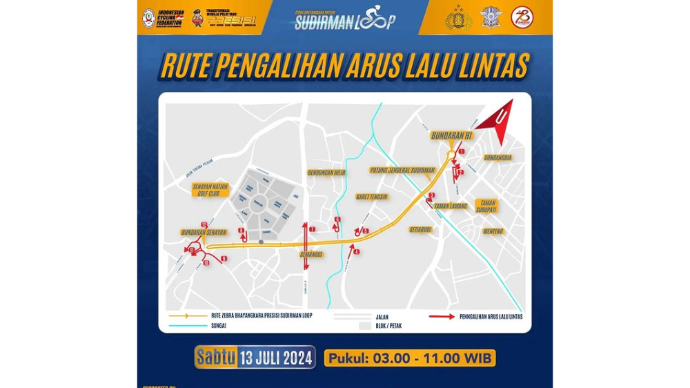 Catat! Rute Pengalihan Lalu Lintas saat Sudirman Loop 2024 di Jakarta yang Digelar 13 Juli 