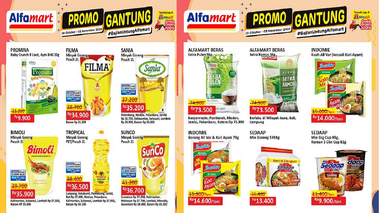 Katalog Promo JSM Alfamart 1-3 November 2024, Minyak Goreng-Beras Mulai Rp34 Ribuan