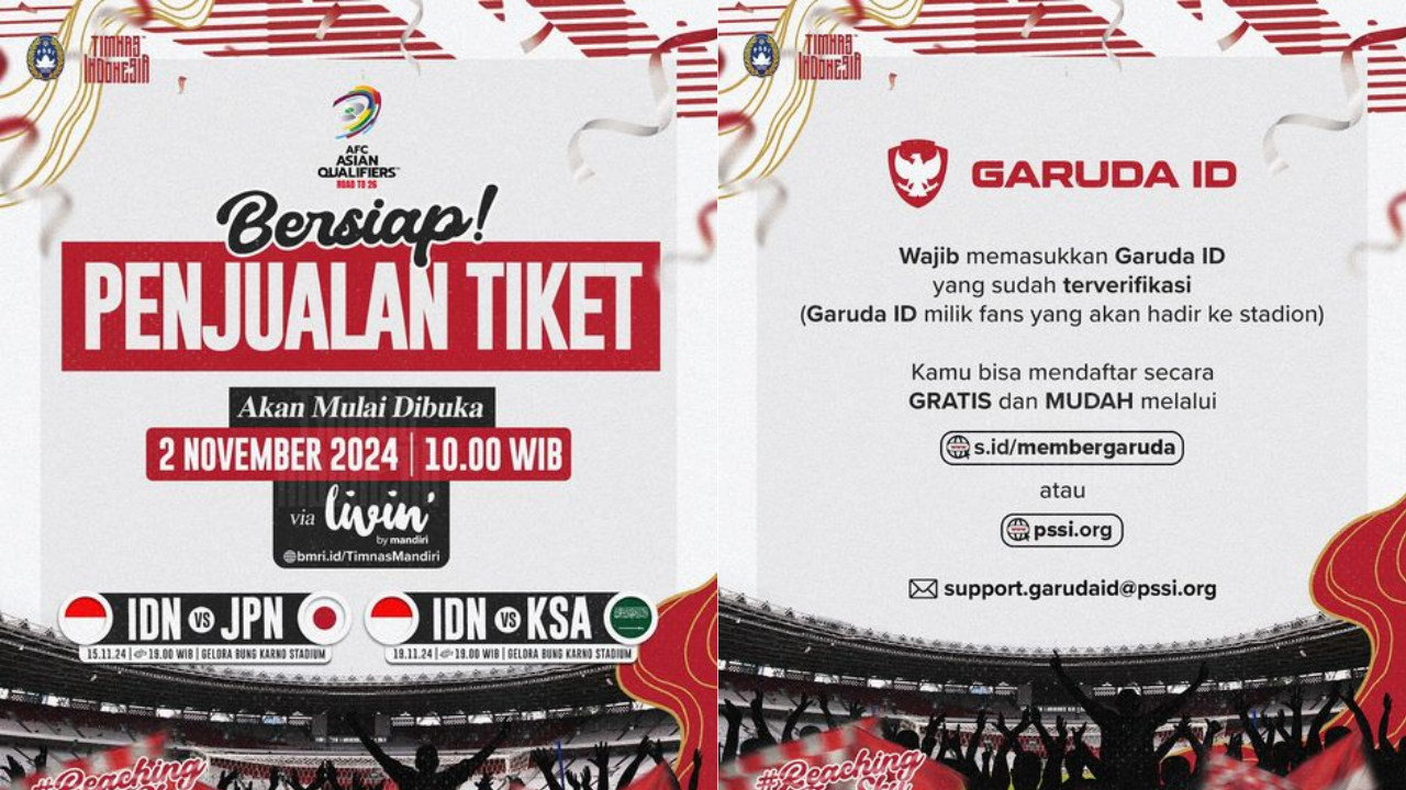 Catat Tanggalnya! Jadwal Penjualan Tiket Timnas Indonesia vs Jepang dan Arab Saudi di Kualifikasi Piala Dunia 2026, Dijual Akhir Pekan