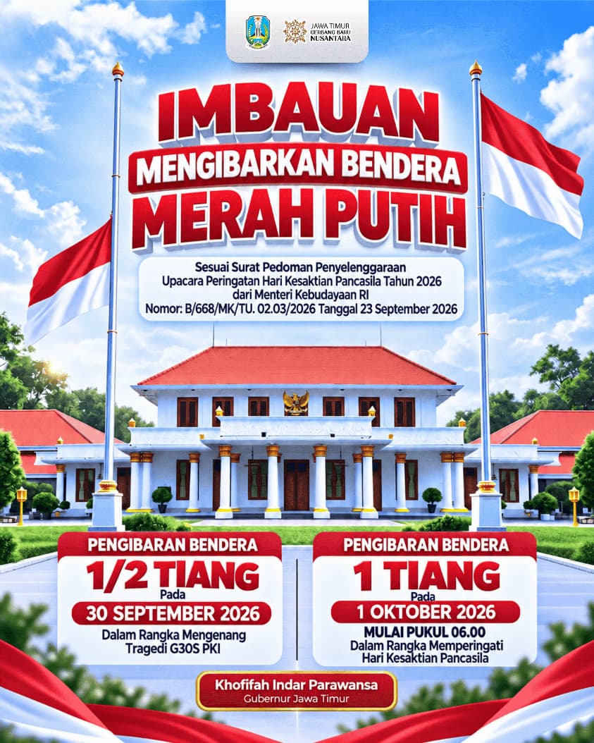 Khofifah Imbau Warga Jatim Kibarkan Bendera Setengah Tiang 30 September