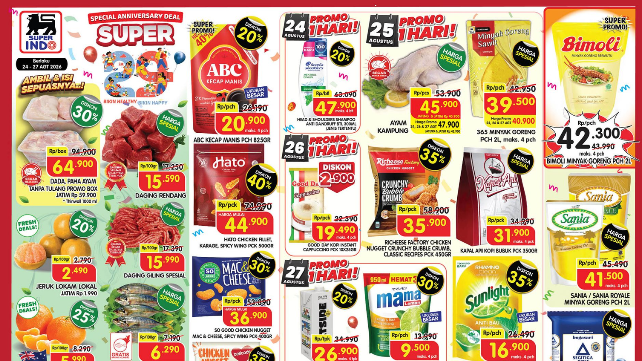 Katalog Promo Superindo Minggu Ini 24-27 Agustus 2026, Diskon ABC Kecap Manis Rp20.900