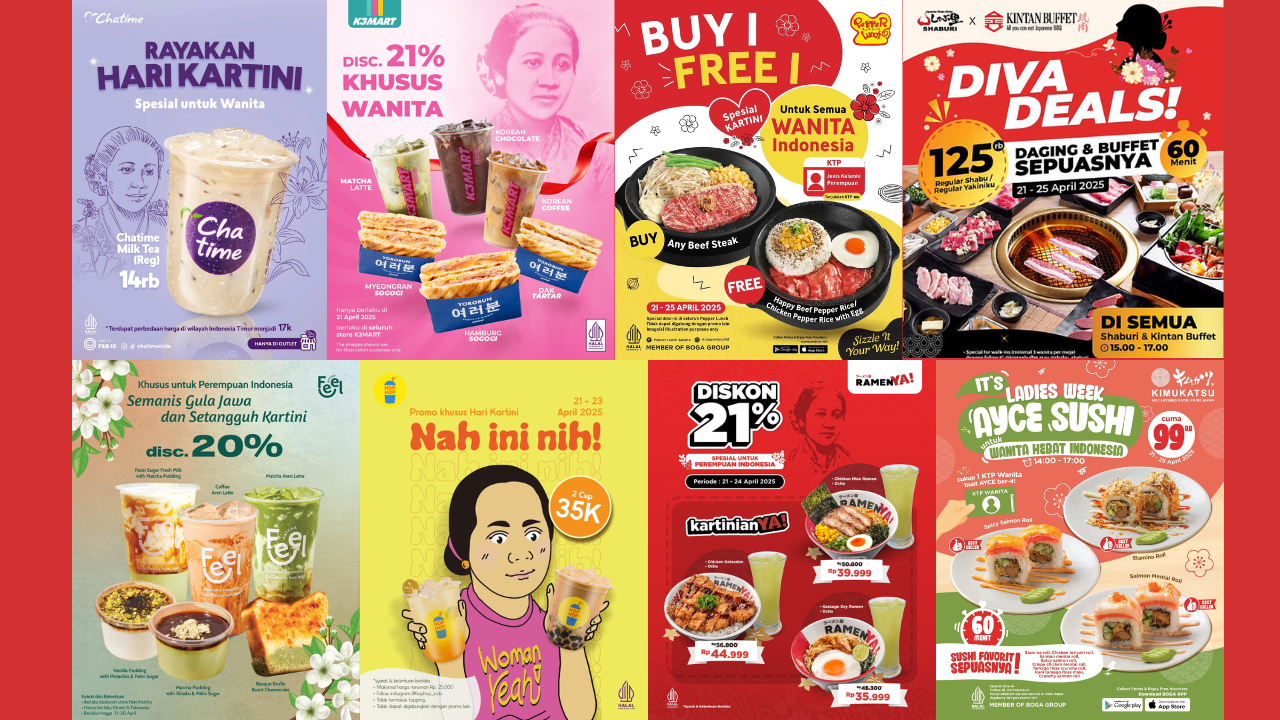 10 Promo Makanan dan Minuman Spesial Hari Kartini 21 April 2025, Banjir Diskon Khusus Perempuan Indonesia! 