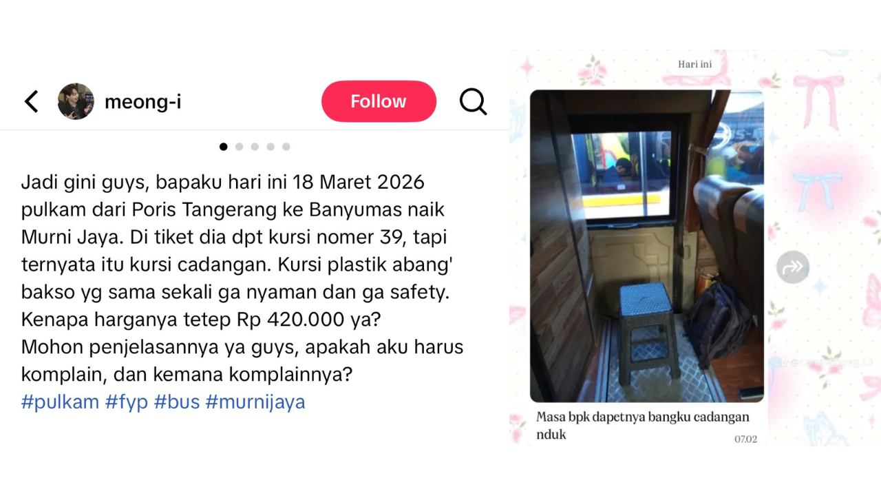 Mudik dari Tangerang ke Banyumas, Penumpang PO Bus ini Apes Bayar Rp420 Ribu Malah Dapat Kursi Bakso