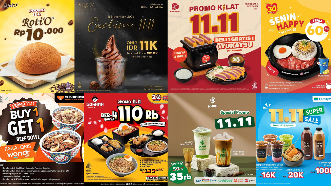 17 Promo Makanan dan Minuman Spesial 11.11 Bulan November 2024, Jangan sampai Kehabisan!