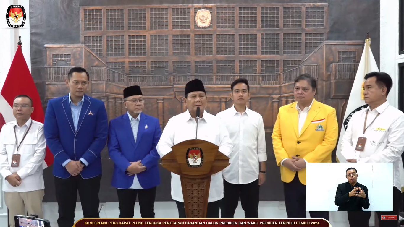 Sejumlah Elite Parpol Koalisi Indonesia Maju Hadiri Penetapan Prabowo-Gibran di KPU